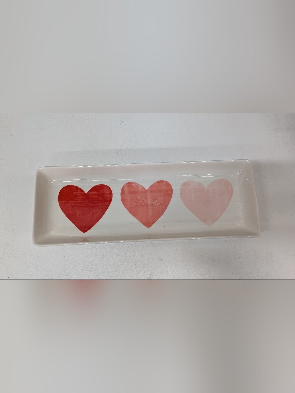 Pottery Barn Ceramic Heart Tray in Red and Pink Gradient